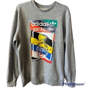 Adidas Originals Label Crew Neck Sweatshirt Mens Size Large Trefoil Pullover